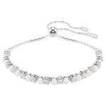 Swarovski armbånd Matrix bracelet Crystal pearl, Round cut, White, Rhodium plated - 5689633