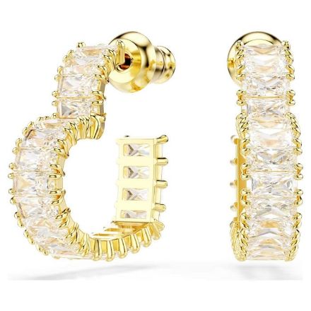 Swarovski øredobber  Matrix hoop earrings Baguette cut, Heart, Small, White, Gold-tone plated - 5693512 Swarovski øredobber  Matrix hoop earrings Baguette cut, Heart, Small, White, Gold-tone plated - 5693512