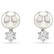 Swarovski øredobber  New Matrix stud earrings Crystal pearl, Round cut, White, Rhodium plated - 5694225