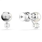 Swarovski øredobber  New Matrix stud earrings Crystal pearl, Round cut, White, Rhodium plated - 5694225