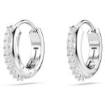 Swarovski øredobber Matrix hoop earrings Round cut, White, Rhodium plated - 5690670