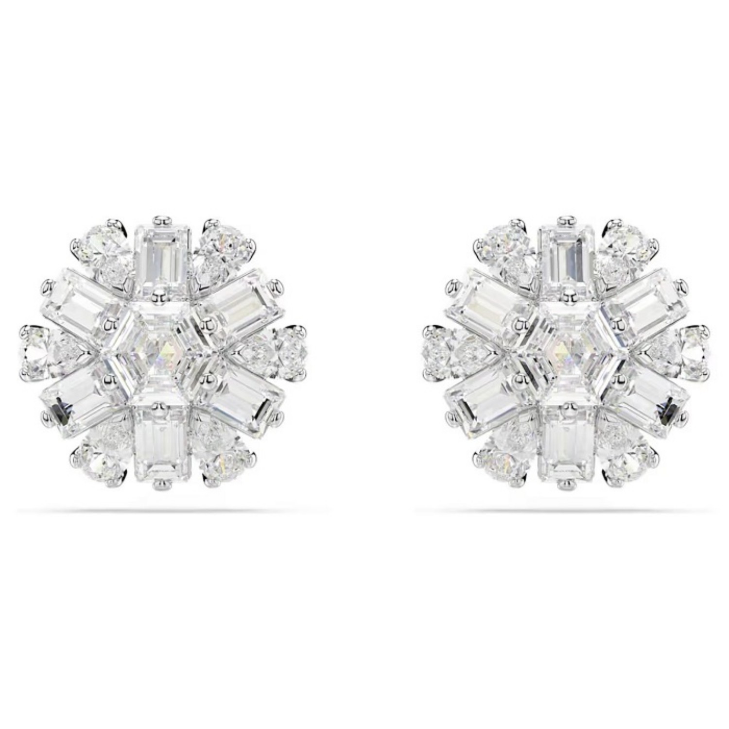 Swarovski øredobber Idyllia stud earrings Mixed cuts, Snowflake, White, Rhodium plated - 5691483