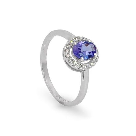 Diamantring i hvitt gull med 0,11 ct TW-Si og ametyst - coc5070911 Diamantring i hvitt gull med 0,11 ct TW-Si og ametyst - coc5070911