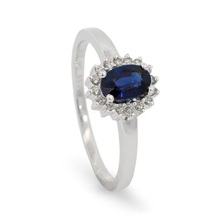 Diamantring i hvitt gull 14 kt med 0,10 ct TW-Si & safir - coc5070784sf Diamantring i hvitt gull 14 kt med 0,10 ct TW-Si & safir - coc5070784sf