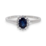 Diamantring i hvitt gull 14 kt med 0,10 ct TW-Si & safir - coc5070784sf