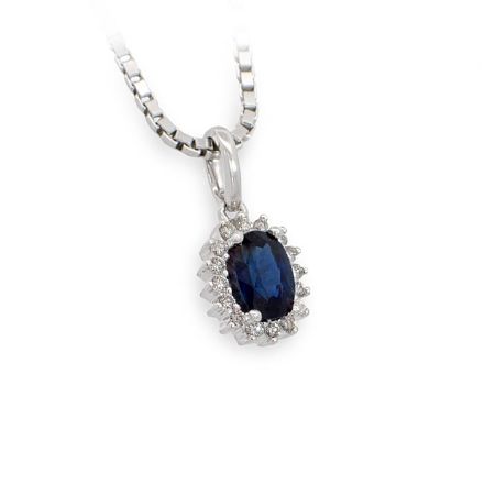 Diamantsmykke i gull med 0,10 ct TW-Si & safir - coc40707840 Diamantsmykke i gull med 0,10 ct TW-Si & safir - coc40707840