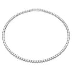 Swarovski collie Matrix Tennis necklace, Round cut, White, Rhodium plated - 5681796