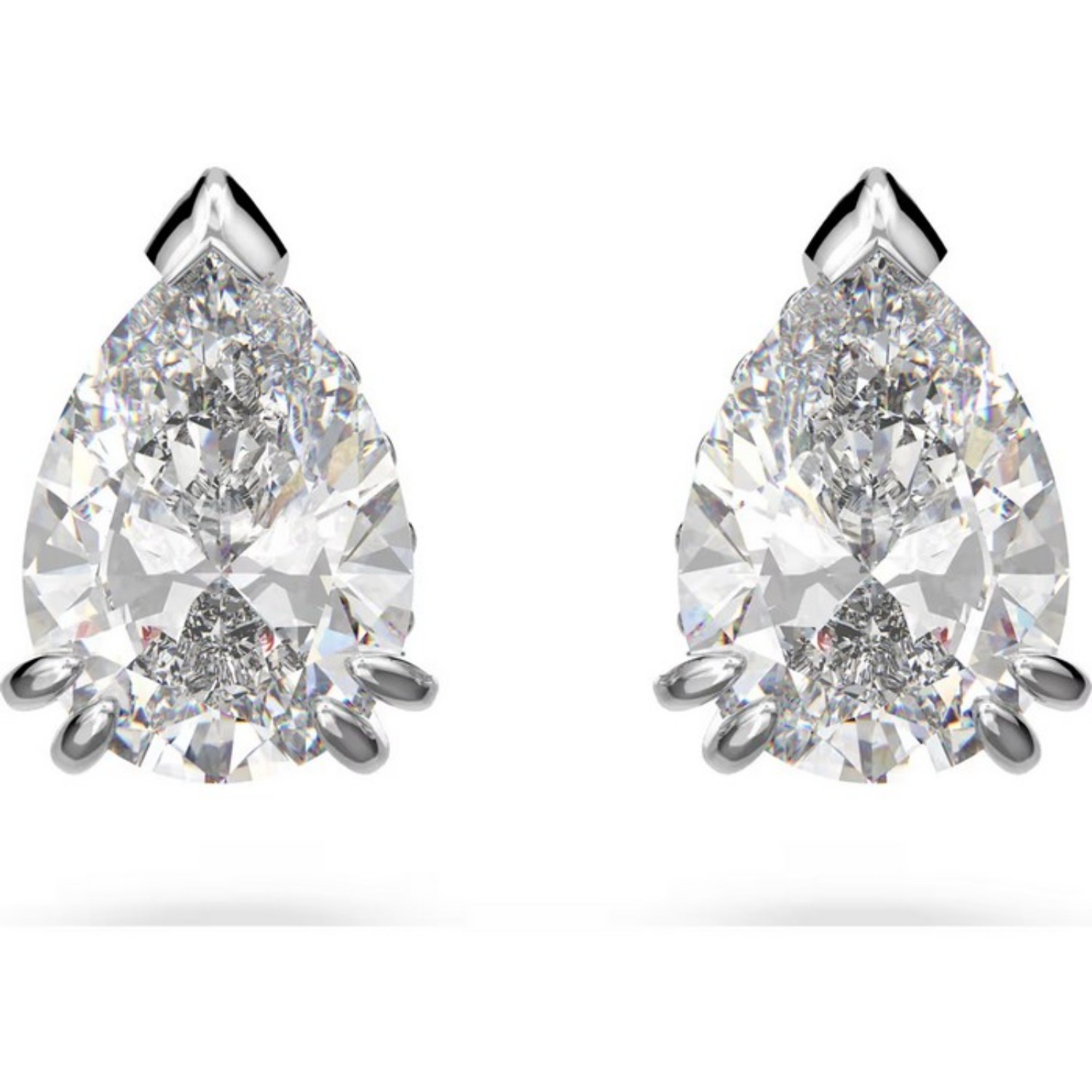 Swarovski øredobber Stilla stud earrings, Pear cut, White, Rhodium plated - 5636713