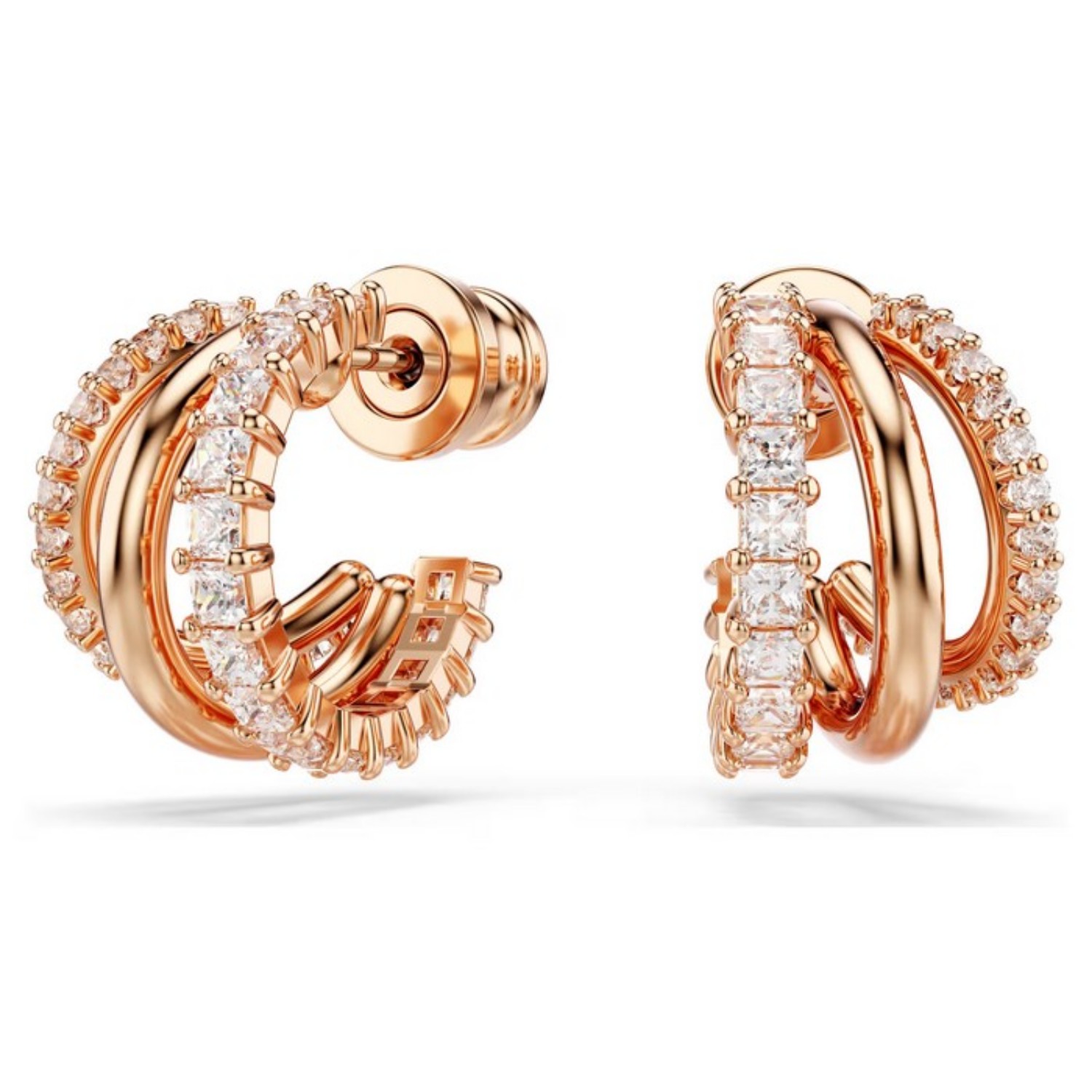 Swarovski øredobber Hyperbola hoop earrings Mixed cuts, Mini, White, Rose gold-tone plated - 5698702