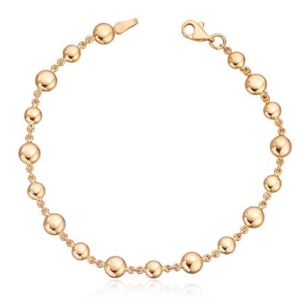 Armbånd med flate kuler i gult gull 14kt, 19 cm - 16998 Armbånd med flate kuler i gult gull 14kt, 19 cm - 16998