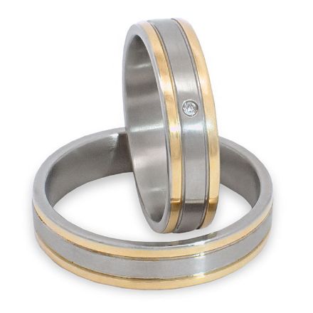 Gifteringer i stål & gult gull, 5 mm. RAUSCHMAYER - 1160020 Gifteringer i stål & gult gull, 5 mm. RAUSCHMAYER - 1160020