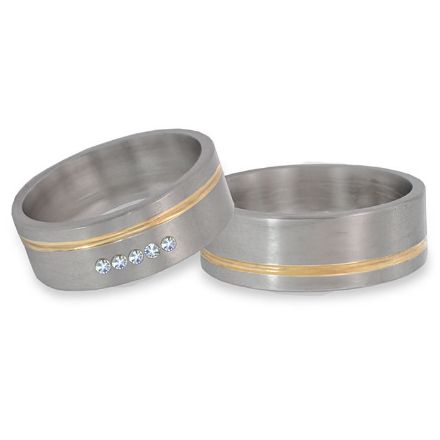 Gifteringer i stål & gult gull, 7 mm. RAUSCHMAYER-1160025 Gifteringer i stål & gult gull, 7 mm. RAUSCHMAYER-1160025