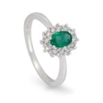 Diamantring i gull 14kt med smaragd og 0,24 ct W-Si - bur573236