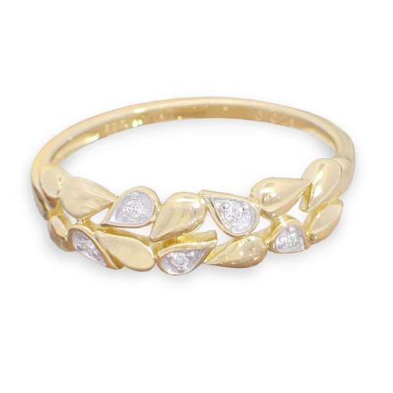 Diamantring i 14kt gult gull med 0,025 ct W-Si - bur538196 Diamantring i 14kt gult gull med 0,025 ct W-Si - bur538196