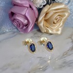 Bilde av Gulløredobber i gult gull 14kt med safir - Bur796950