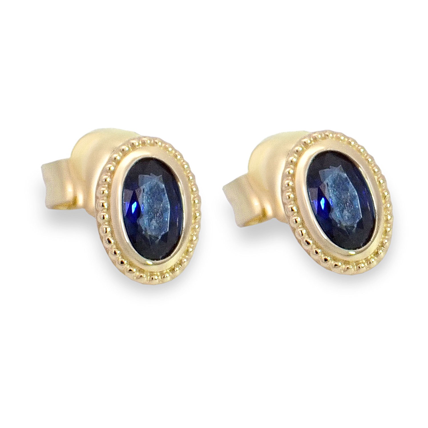 Bilde av Gulløredobber i gult gull 14kt med safir - Bur796950