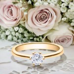 Diamantring forlovelsesring 0,40 ct i 14kt gult gull.  Leticia - 18007040gg