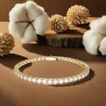 Swarovski armbånd Matrix Tennis bracelet Round cut, White, Gold-tone plated - 5657664