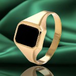 Signetring til herre i gult gull 14 kt med onyx - 56774