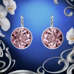 Swarovski øredobber Bella drop earrings Round cut, Pink, Rhodium plated - 5724290