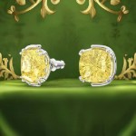 Swarovski Harmonia stud earrings Cushion cut crystals, Yellow, Rhodium plated - 5616511