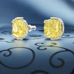 Swarovski Harmonia stud earrings Cushion cut crystals, Yellow, Rhodium plated - 5616511