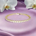 Swarovski armbånd Matrix Tennis bracelet Round cut, White, Gold-tone plated - 5657664