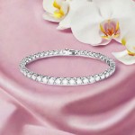 Swarovski armbånd Matrix Tennis bracelet Round cut, White, Rhodium plated - 5648937