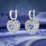 Swarovski øredobber Hyperbola drop Heart, Blue, Rhodium plated - 5680392