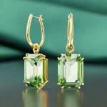 Swarovski øredobber Millenia drop earrings Octagon cut, Green, Gold-tone plated - 5676071