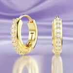 Swarovski øredobber Matrix hoop earrings Round cut, White, Gold-tone plated - 5697228