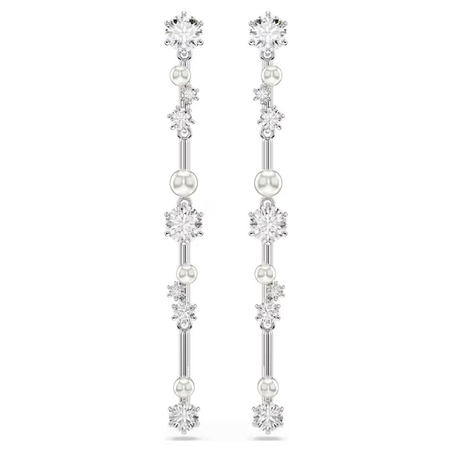 Swarovski øredobber Constella drop earrings Crystal pearl, Round cuts, White, Rhodium plated - 5705614