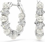 Swarovski øredobber  Matrix drop earrings Crystal pearl, Round cut, White, Rhodium plated - 5709256