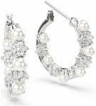 Swarovski øredobber  Matrix drop earrings Crystal pearl, Round cut, White, Rhodium plated - 5709256