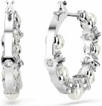 Swarovski øredobber  Matrix drop earrings Crystal pearl, Round cut, White, Rhodium plated - 5709256