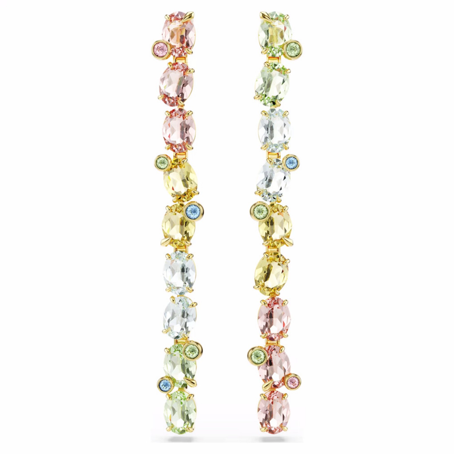 Swarovski øredobber Gema drop earrings Asymmetrical design, Mixed cuts, Long, Multicolored, Gold-tone plated - 5705809