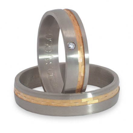 Gifteringer i stål & gult gull, 5 mm. RAUSCHMAYER - 160031 Gifteringer i stål & gult gull, 5 mm. RAUSCHMAYER - 160031