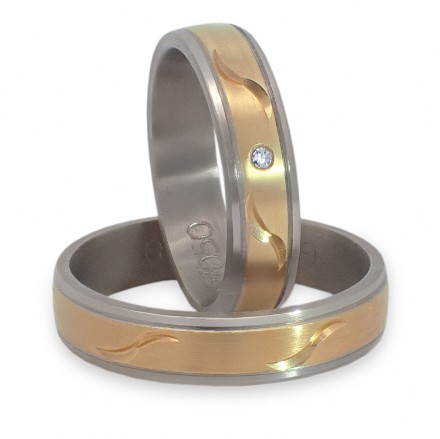 Gifteringer i stål & gult gull, 5 mm. RAUSCHMAYER - 1160033 Gifteringer i stål & gult gull, 5 mm. RAUSCHMAYER - 1160033