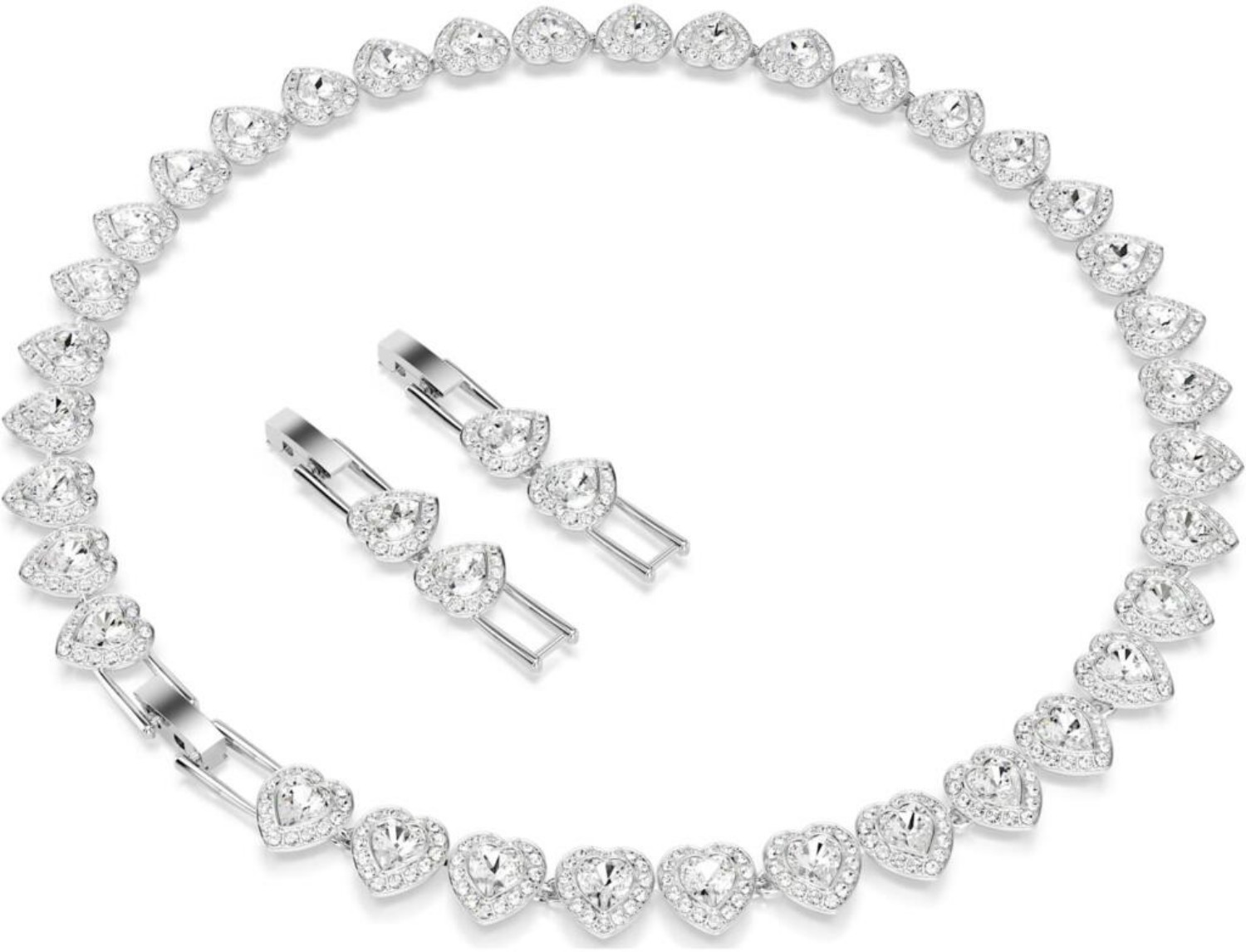 Swarovski collier Ariana Grande x Swarovski Tennis necklace Mixed cuts, Heart, White, Rhodium plated - 5720857