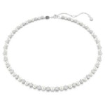 Swarovski collier Matrix Tennis necklace Crystal pearl, Round cut, White, Rhodium plated - 5689623