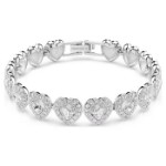 Swarovski armbånd Ariana Grande x Swarovski Tennis bracelet Mixed cuts, Heart, White, Rhodium plated - 5720860