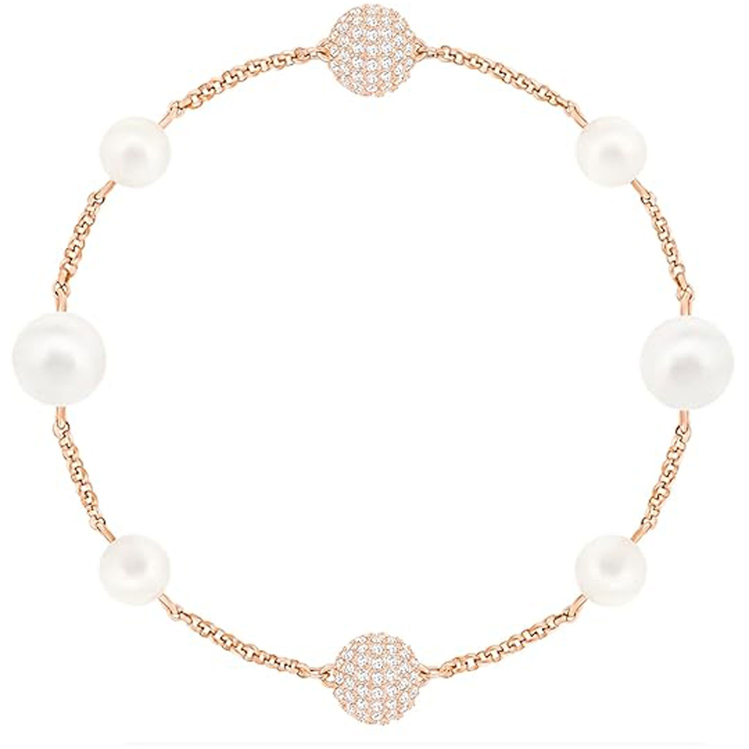 Swarovski armbånd Remix Collection Rose Gold-Plated Mixed White Crystal Pear Strand, Size Large - 5421444