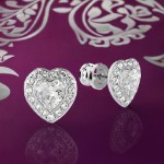 Swarovski øredobber Ariana Grande x Swarovski stud earrings Mixed cuts, Heart, White, Rhodium plated - 5720859