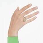 Swarovski Idyllia open ring Mixed cuts, Flower, Green, Gold-tone plated - 5721596