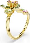 Swarovski Idyllia open ring Mixed cuts, Flower, Green, Gold-tone plated - 5721596