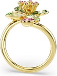 Swarovski Idyllia open ring Mixed cuts, Flower, Green, Gold-tone plated - 5721596