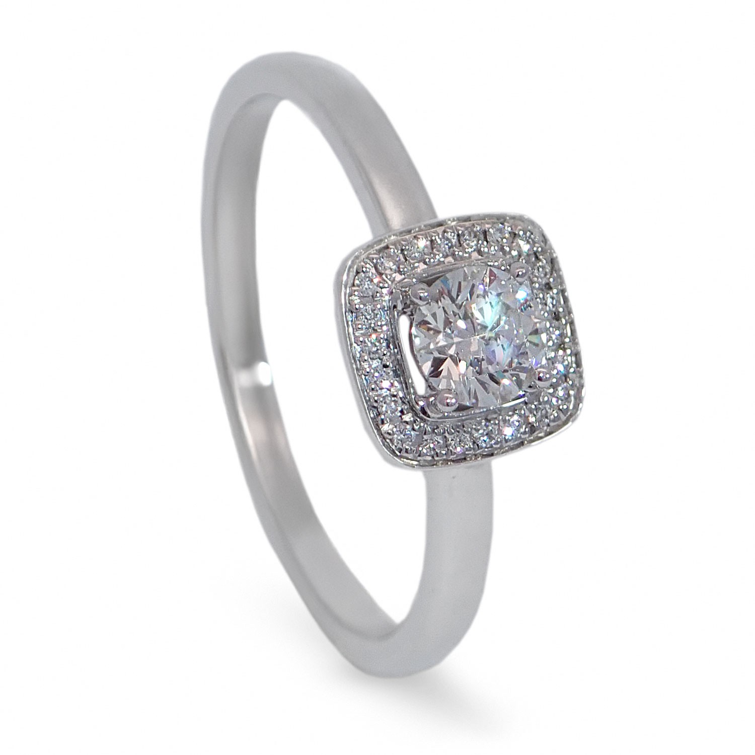 Diamantring med 0.34 ct,  hvitt gull 18 kt - 19011