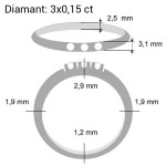 Forlovelsesring diamantring Iselin 3x0,15 ct TW-Si i gult gull 14kt-85030150