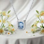 Swarovski smykke Millenia necklace Octagon cut Swarovski zirconia, Blue, Rhodium plated - 5614926