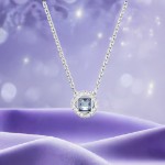 Swarovski smykke Angelic necklace Square cut, Blue, Rhodium plated - 5662142